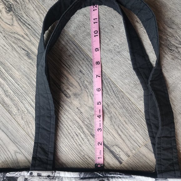 Large Sketched Camera Handmade Black and White Tote Bag 16x10 - Picture 4 of 5